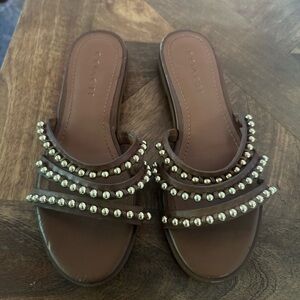 Coach Brown and Gold Studded Sandals